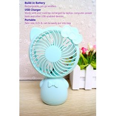 YOLOPLUS Portable Mini Cooling Fan Multipurpose Low Noise Blower Handheld Outdoor Fan with Rechargeable Battery USB Powered for Babies & School Kids Office Desktop PC Laptop and Travel (Kitty Blue) - B0728KB6F1
